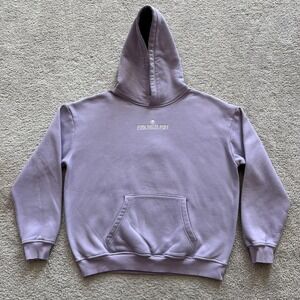Pink Palm Puff Hoodie Womens Large Purple Pullover Fleece Palm Logo Back Graphic